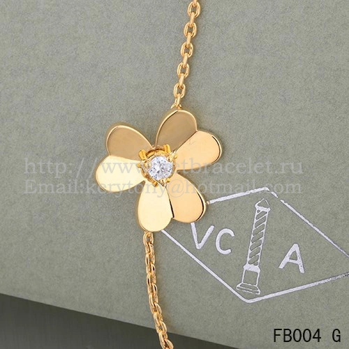 Van Cleef & Arpels Flowers Frivole Bracelet 1 Flowers Yellow Gold With Diamond