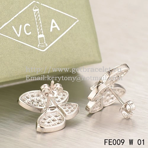 Van Cleef & Arpels Flying Two Butterflies Earrings White Gold With Pave Diamond