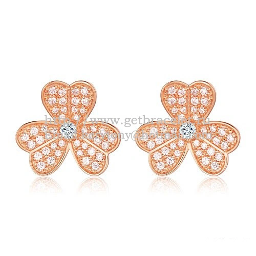 Van Cleef & Arpels Frivole Earrings Pink Gold With Pave Diamond