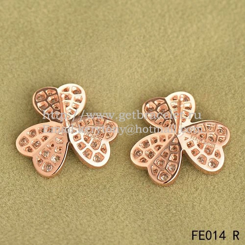 Van Cleef & Arpels Frivole Earrings Pink Gold With Pave Diamond