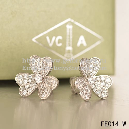Van Cleef & Arpels Frivole Earrings White Gold With Pave Diamond