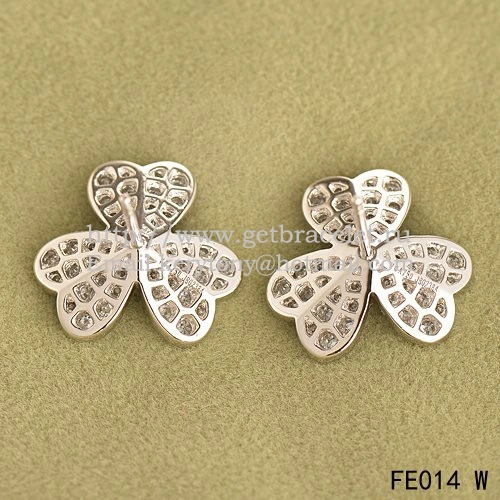 Van Cleef & Arpels Frivole Earrings White Gold With Pave Diamond