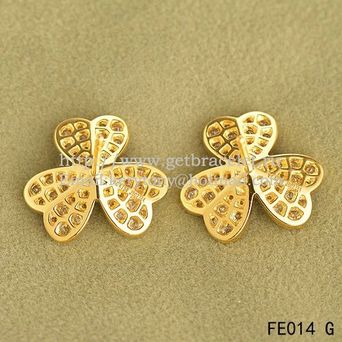 Van Cleef & Arpels Frivole Earrings Yellow Gold With Pave Diamond