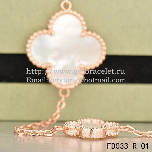 Van Cleef & Arpels Lucky Alhambra Long Necklace Pink Gold 12 Motifs Stone Combination