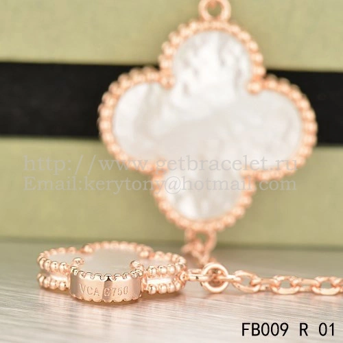 Van Cleef & Arpels Magic Alhambra Bracelet 5 Motifs Pink Gold With White Mother Of Pearl