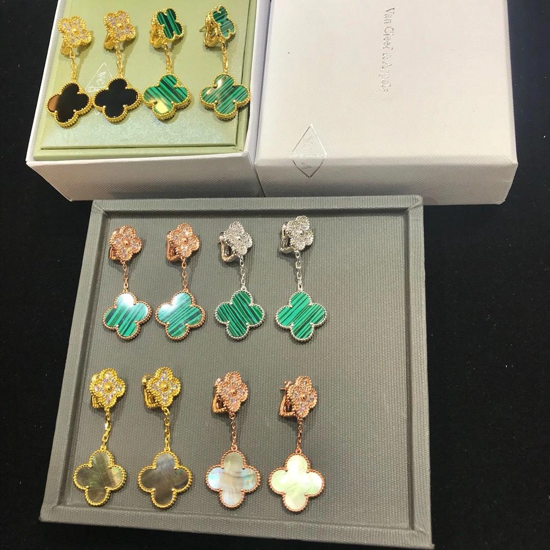 Van Cleef & Arpels Magic Alhambra Earrings 2 motifs Mother-of-pearl with Diamonds