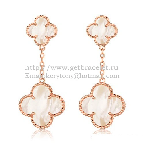 Van Cleef & Arpels Magic Alhambra Earrings Pink Gold With White Mother Of Pearl