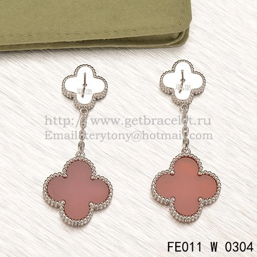 Van Cleef & Arpels Magic Alhambra Earrings White Gold With Tiger’s Eye Carnelian