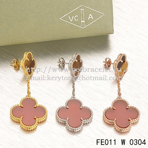 Van Cleef & Arpels Magic Alhambra Earrings White Gold With Tiger’s Eye Carnelian