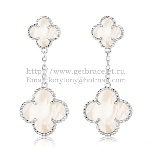 Van Cleef & Arpels Magic Alhambra Earrings White Gold With White Mother Of Pearl