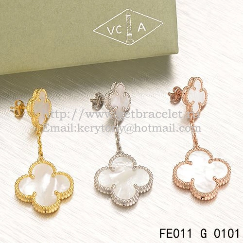 Van Cleef & Arpels Magic Alhambra Earrings Yellow Gold With White Mother Of Pearl