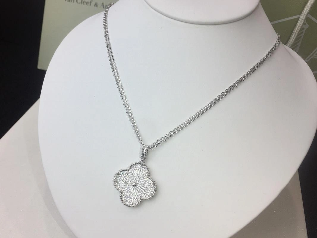 Van Cleef & Arpels Magic Alhambra Long Necklace 1 Motif White Gold With Diamond 24mm Pendant