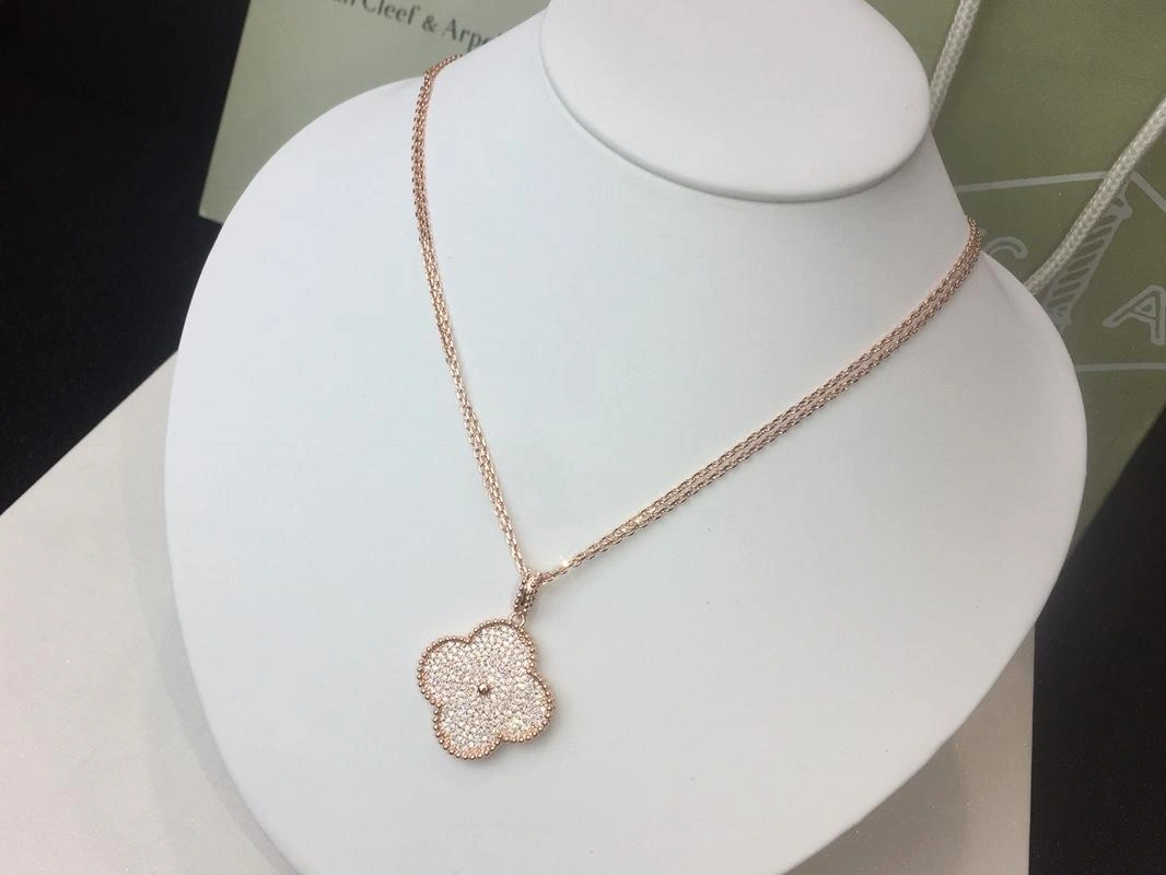 Van Cleef & Arpels Magic Alhambra Long Necklace 1 Motif White Gold With Diamond 24mm Pendant