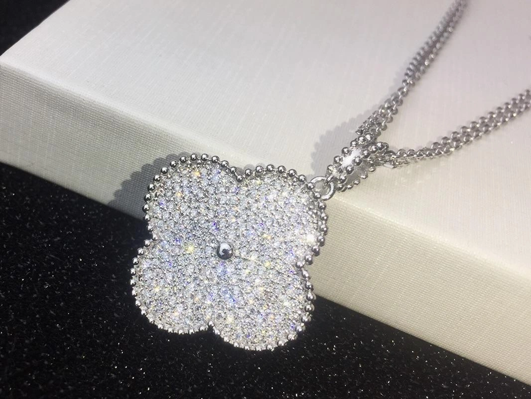 Van Cleef & Arpels Magic Alhambra Long Necklace 1 Motif White Gold With Diamond 24mm Pendant
