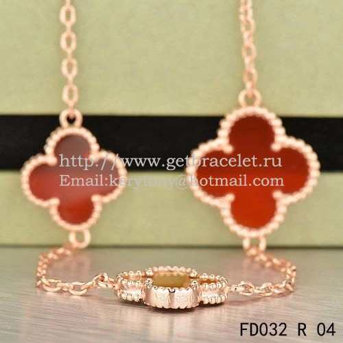 Van Cleef & Arpels Magic Alhambra Necklace Pink Gold 16 Motifs With Red Onyx Tiger’s Eye Mother Of Pearl