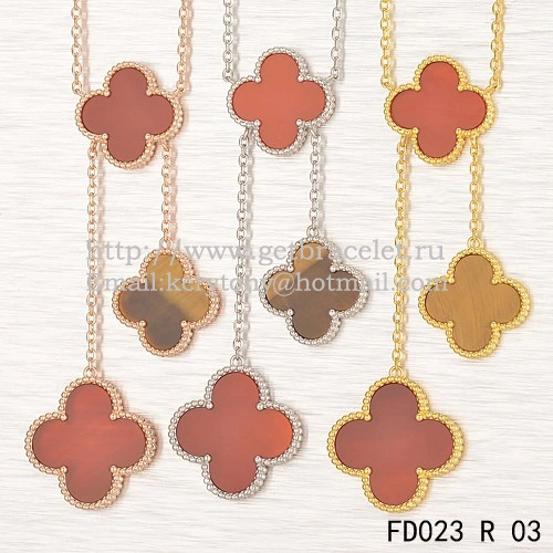 Van Cleef & Arpels Magic Alhambra Necklace Pink Gold 6 Motifs With Tiger’s Eye Onyx Mother Of Pearl