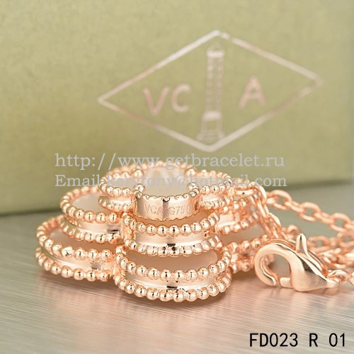 Van Cleef & Arpels Magic Alhambra Necklace Pink Gold 6 Motifs With White Mother Of Pearl
