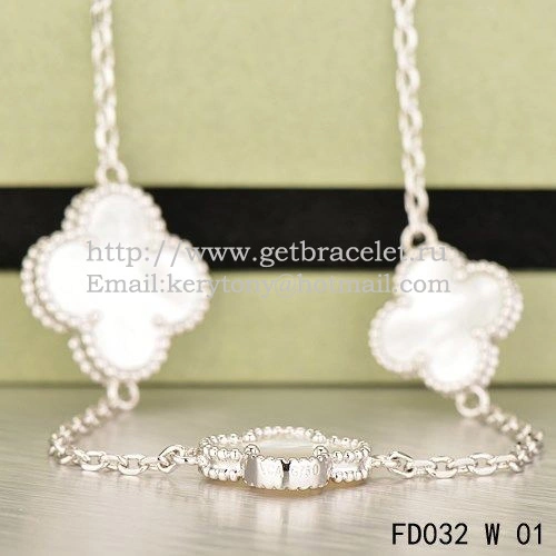Van Cleef & Arpels Magic Alhambra Necklace White Gold 16 Motifs With White Mother Of Pearl