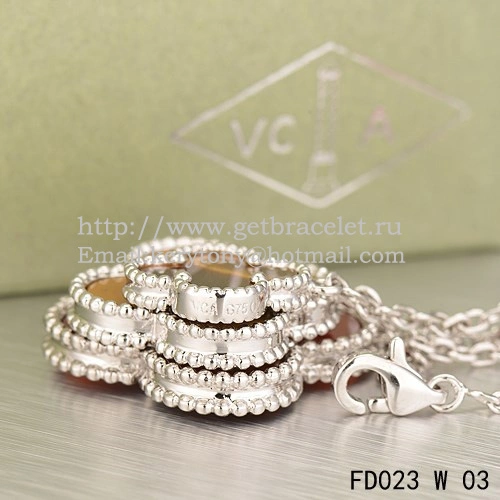 Van Cleef & Arpels Magic Alhambra Necklace White Gold 6 Motifs With Tiger’s Eye Onyx Mother Of Pearl