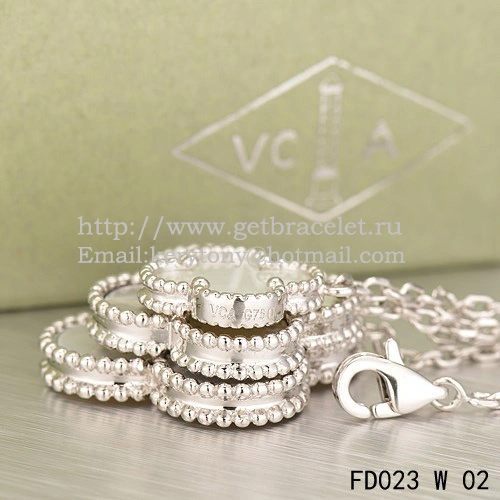 Van Cleef & Arpels Magic Alhambra Necklace White Gold 6 Motifs With White Gray Mother Of Pearl