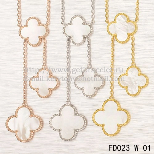 Van Cleef & Arpels Magic Alhambra Necklace White Gold 6 Motifs With White Mother Of Pearl