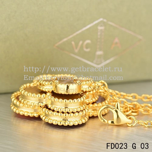 Van Cleef & Arpels Magic Alhambra Necklace Yellow Gold 6 Motifs With Tiger’s Eye Onyx Mother Of Pearl