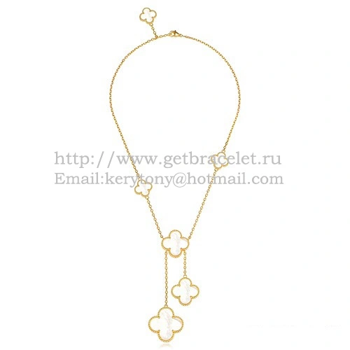 Van Cleef & Arpels Magic Alhambra Necklace Yellow Gold 6 Motifs With White Mother Of Pearl