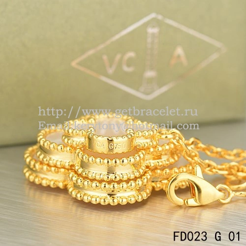 Van Cleef & Arpels Magic Alhambra Necklace Yellow Gold 6 Motifs With White Mother Of Pearl