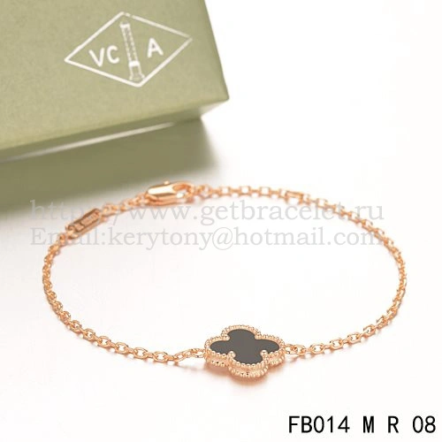 Van Cleef & Arpels Sweet Alhambra Bracelet Pink Gold With Black Onyx Mother Of Pearl