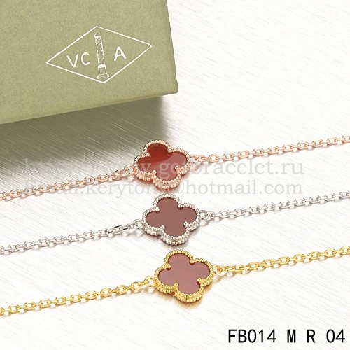 Van Cleef & Arpels Sweet Alhambra Bracelet Pink Gold With Carnelian Mother Of Pearl