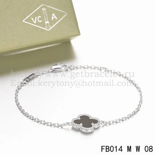 Van Cleef & Arpels Sweet Alhambra Bracelet White Gold With Black Onyx Mother Of Pearl