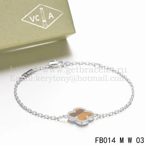 Van Cleef & Arpels Sweet Alhambra Bracelet White Gold With Tiger’s Eye Mother Of Pearl