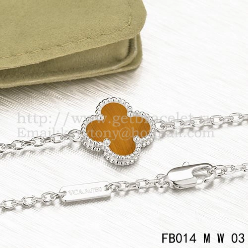 Van Cleef & Arpels Sweet Alhambra Bracelet White Gold With Tiger’s Eye Mother Of Pearl