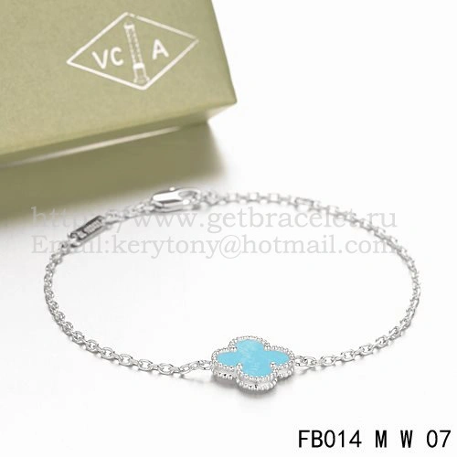 Van Cleef & Arpels Sweet Alhambra Bracelet White Gold With Turquoise Mother Of Pearl