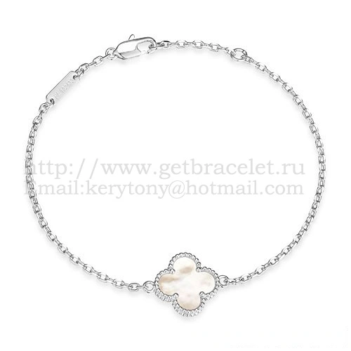 Van Cleef & Arpels Sweet Alhambra Bracelet White Gold With White Mother Of Pearl