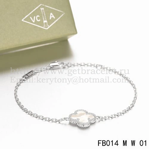 Van Cleef & Arpels Sweet Alhambra Bracelet White Gold With White Mother Of Pearl