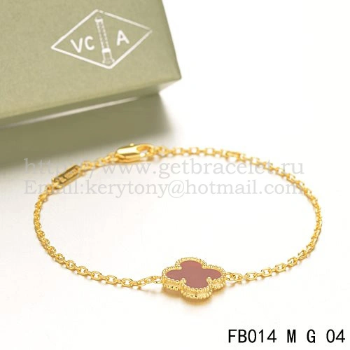 Van Cleef & Arpels Sweet Alhambra Bracelet Yellow Gold With Carnelian Mother Of Pearl