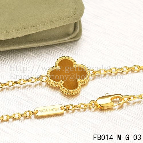 Van Cleef & Arpels Sweet Alhambra Bracelet Yellow Gold With Tiger’s Eye Mother Of Pearl