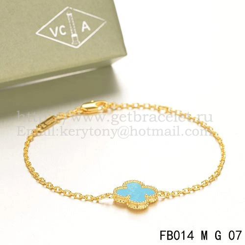 Van Cleef & Arpels Sweet Alhambra Bracelet Yellow Gold With Turquoise Mother Of Pearl