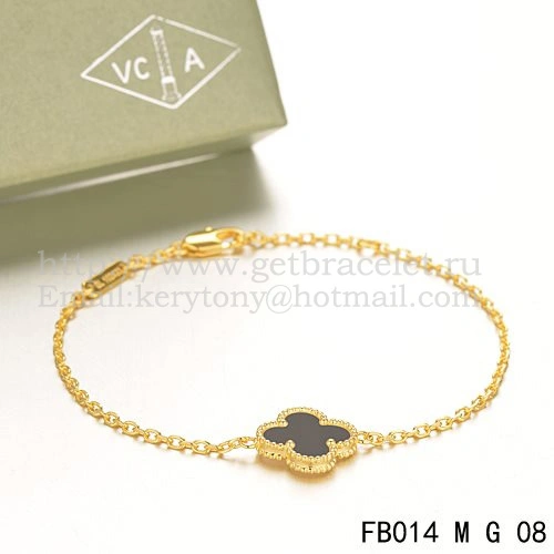 Van Cleef & Arpels Sweet Alhambra Bracelet Yelow Gold With Black Onyx Mother Of Pearl