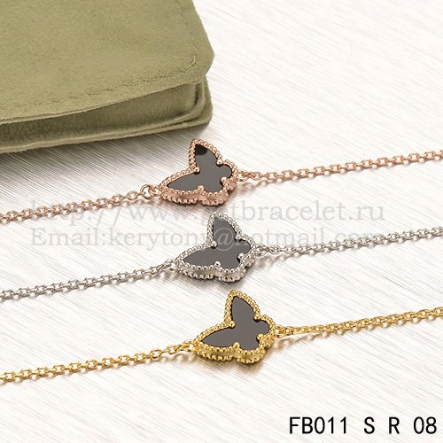 Van Cleef & Arpels Sweet Alhambra Butterfly Bracelet Pink Gold With Black Agate Mother Of Pearl