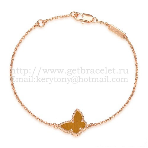 Van Cleef & Arpels Sweet Alhambra Butterfly Bracelet Pink Gold With Tiger’s Eye Mother Of Pearl