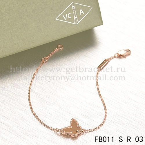 Van Cleef & Arpels Sweet Alhambra Butterfly Bracelet Pink Gold With Tiger’s Eye Mother Of Pearl