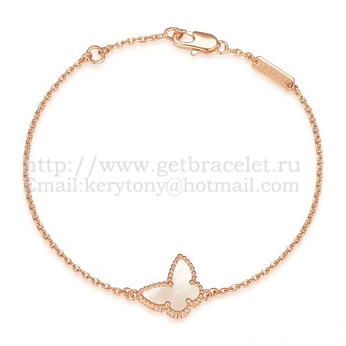 Van Cleef & Arpels Sweet Alhambra Butterfly Bracelet Pink Gold With White Mother Of Pearl