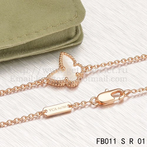 Van Cleef & Arpels Sweet Alhambra Butterfly Bracelet Pink Gold With White Mother Of Pearl