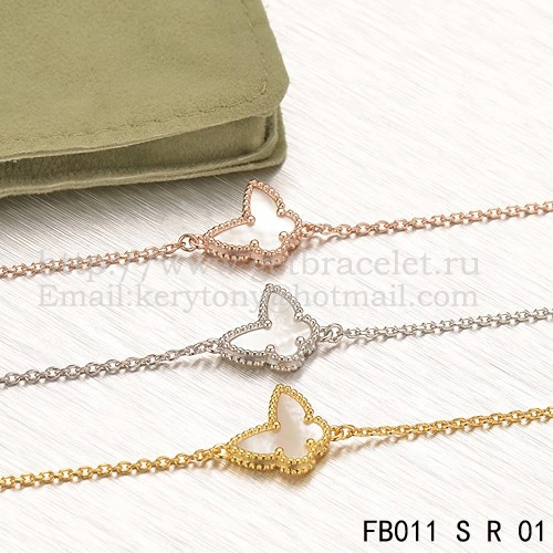 Van Cleef & Arpels Sweet Alhambra Butterfly Bracelet Pink Gold With White Mother Of Pearl