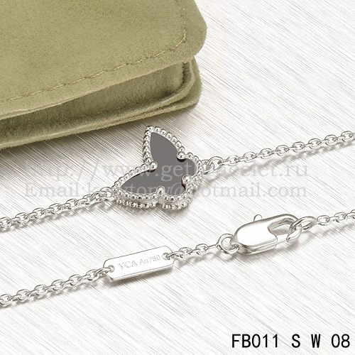 Van Cleef & Arpels Sweet Alhambra Butterfly Bracelet White Gold With Black Agate Mother Of Pearl