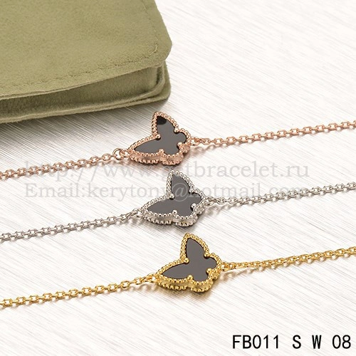 Van Cleef & Arpels Sweet Alhambra Butterfly Bracelet White Gold With Black Agate Mother Of Pearl