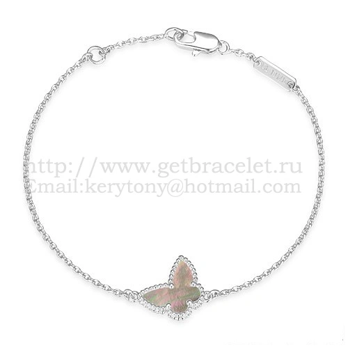 Van Cleef & Arpels Sweet Alhambra Butterfly Bracelet White Gold With Gray Mother Of Pearl