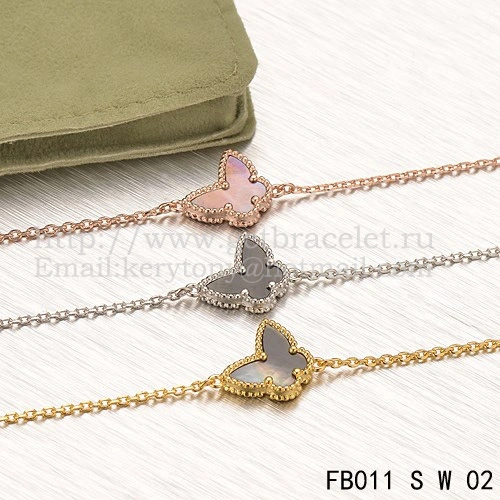 Van Cleef & Arpels Sweet Alhambra Butterfly Bracelet White Gold With Gray Mother Of Pearl